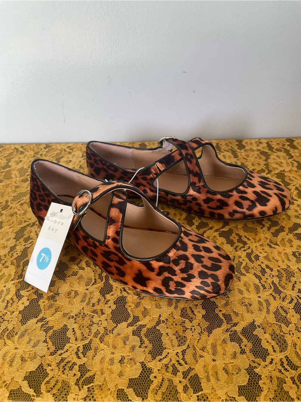 NWT A New Day Tamsin Leopard Print Mary Jane Flats, Size 7.5